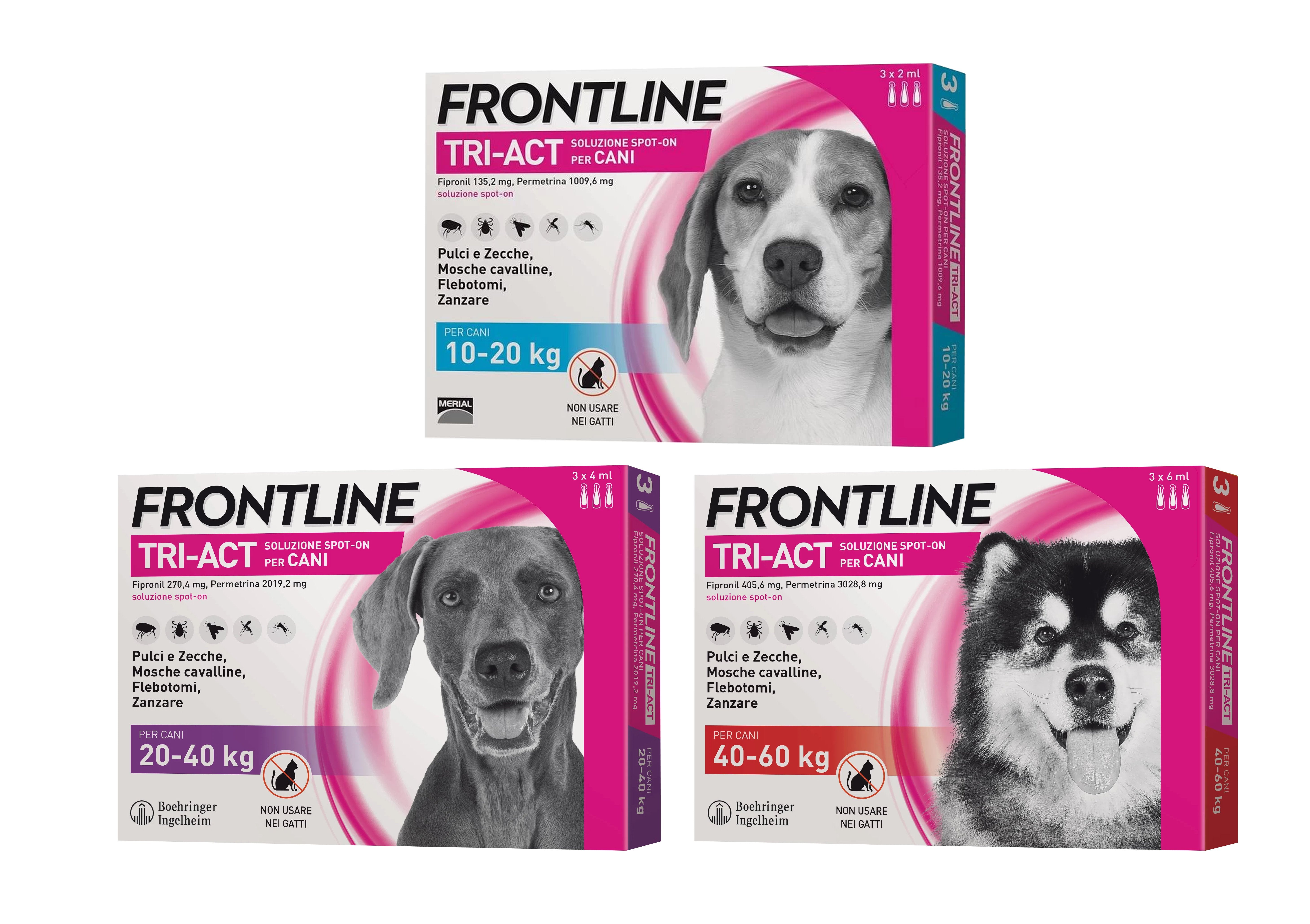 ANTIPARASSITARIO 'TRI-ACT' FRONTLINE cani 2/5 kg - 6 pipette - FRONTLINE