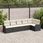 Set di Divano da Giardino 6 Pezzi con Cuscini Nero Polyrattan
