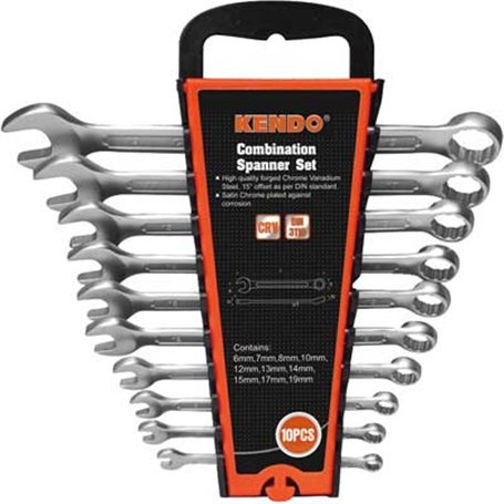 SERIE CHIAVI COMBINATE CON SUPPORTO KENDO 10 PEZZI Contenuto 6-19 mm - KENDO