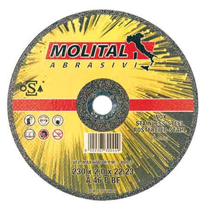 DISCO DA TAGLIO PER INOX MOLITAL Ø 230x2,0 mm - 25 pezzi- MOLITAL