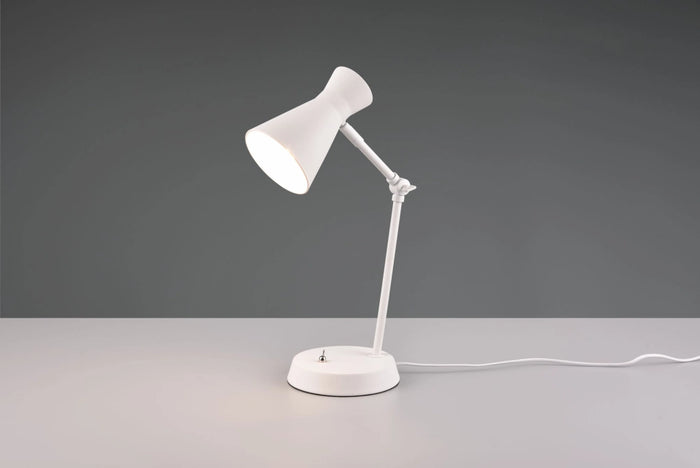 ENZO LAMPADA DA TAVOLO DIFFUSORE DOPPIO CONO METALLO BIANCO H. 50CM 1 LUCE ATTACCO E27