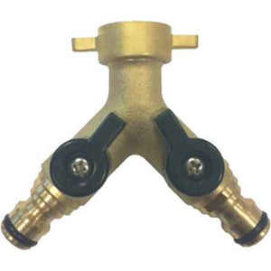 PRESA A RUBINETTO IN OTTONE DOPPIA USCITA CON INNESTI RAPIDI   3/4
