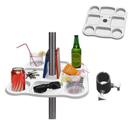 TAVOLINO/VASSOIO PER OMBRELLONE DA SPIAGGIA 37x37x5,5 cm