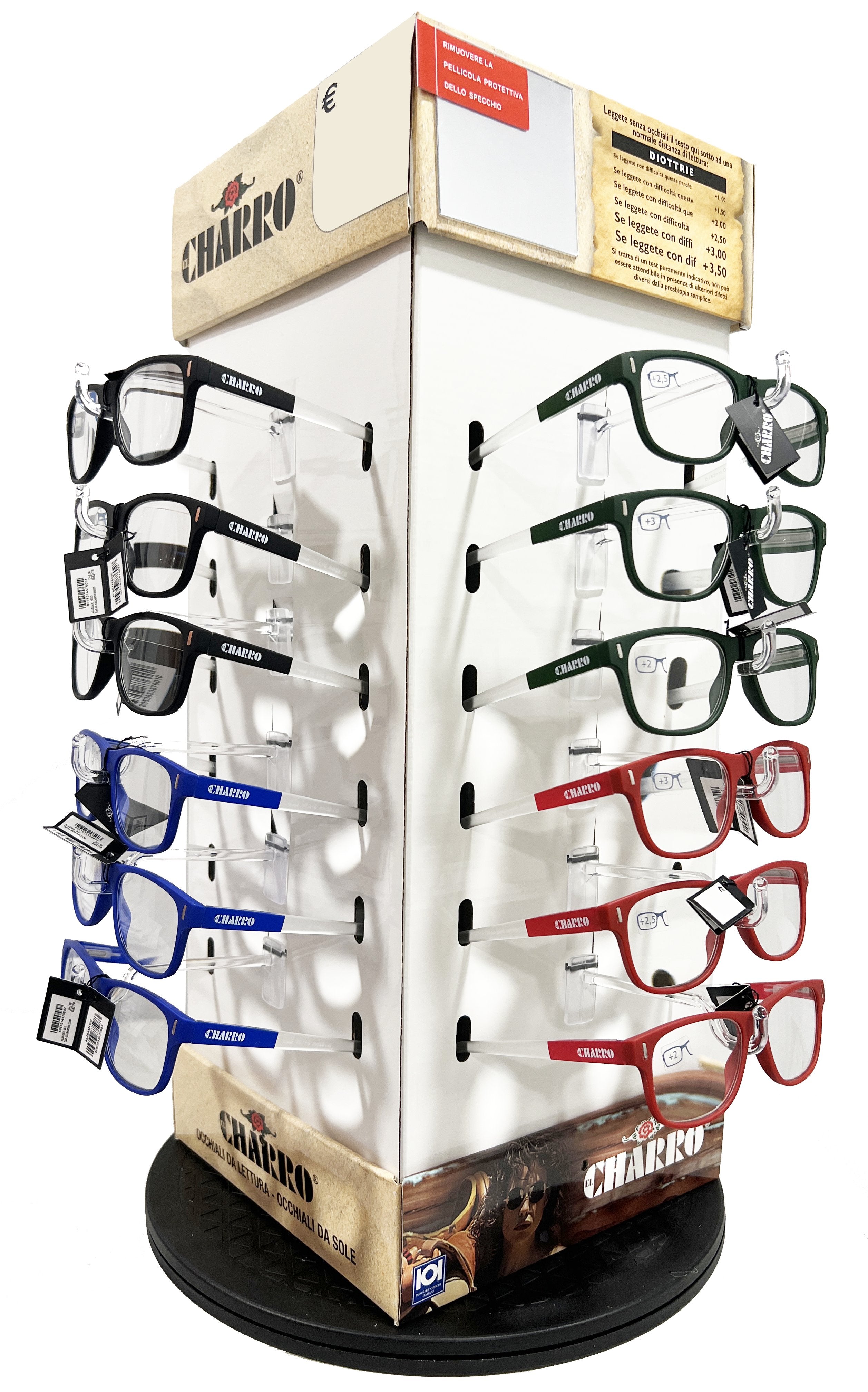 ESPOSITORE OCCHIALI DA VISTA GRADUATI 'KIT ALABAMA' 24 pezzi - CHARRO