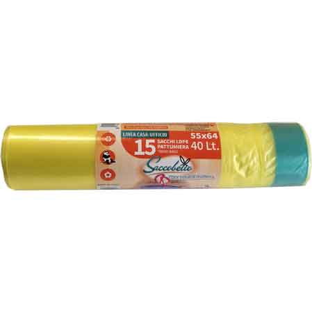 SACCHI PER PATTUMIERA 55x64 cm - confezione 15 pezzi - colore giallo