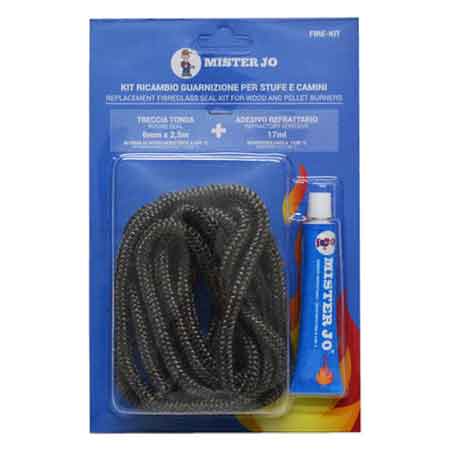 KIT RICAMBIO TRECCIA + SILICONE ALTA TEMPERATURA ml 60 - Ø 8x2,5 mt