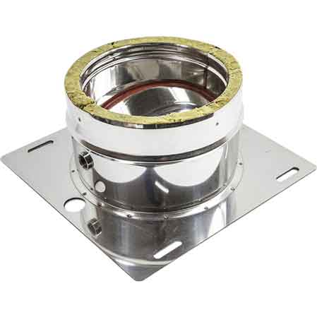 PIASTRA DI BASE CON SCARICO CONDENSA DOPPIA PARETE Ø 200/250 mm