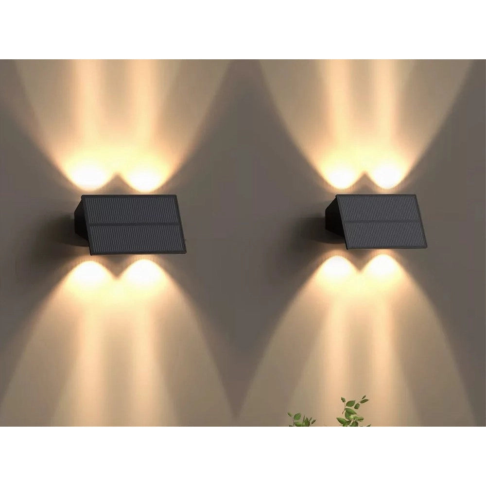 Trade Shop - Applique Biemissione Led Lampada Solare Parete Ip65 Luce 3000k 6500k Nero Yh0616 -