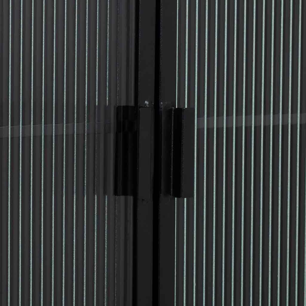 Vetrina in metallo, legno e vetro, 2 ante, nero, 84 x 35,8 x 152 h cm