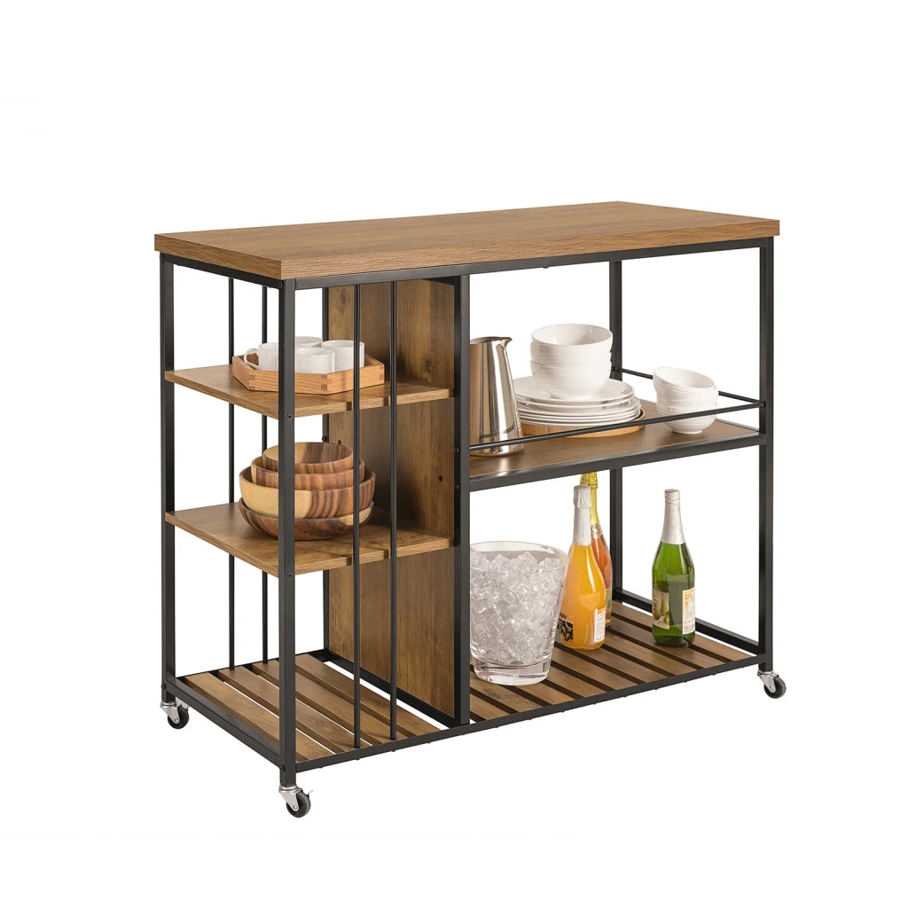 Carrello da portata con 5 ripiani Carrello laterale Carrello da cucina ripiano per microonde 110x45x92cm SVW18-F