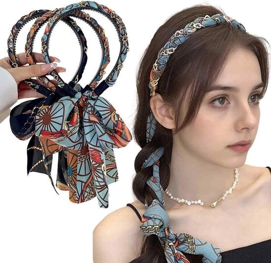 Cintura per Capelli Donna - 3 Pezzi - Antiscivolo - Stile Vintage - Boho - Accessori per Yoga/Sport - Disegno Unico - Cintura per Capelli