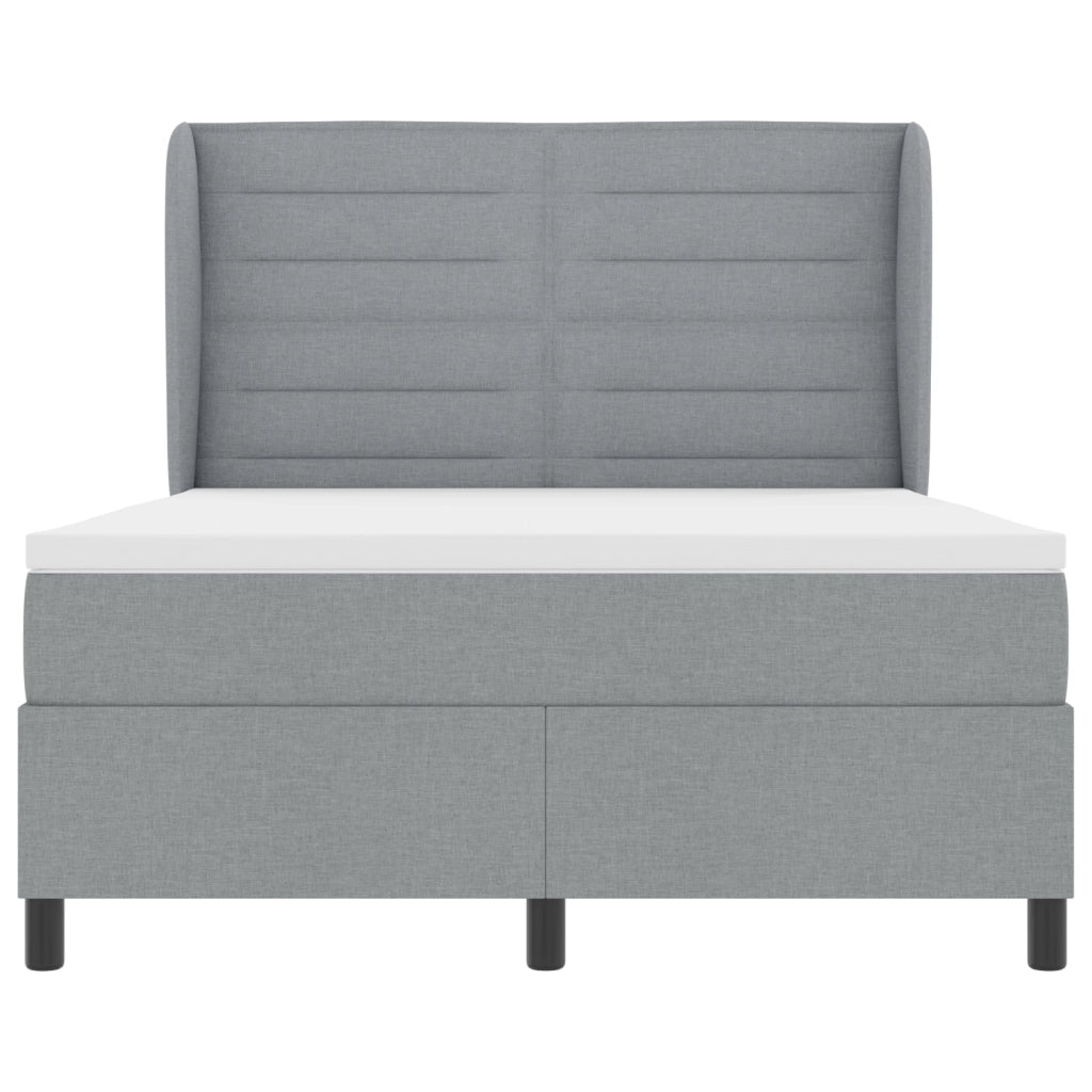 Letto Box Spring con Materasso Grigio Chiaro 140x190 cm Tessuto