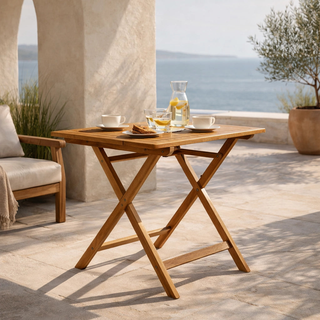 Tavolo Pieghevole 80×80 cm in Teak per Esterno – Burraco