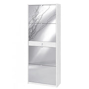 Scarpiera quattro ante a specchio un cassetto Bianco Ossido 63x29x h164 cm