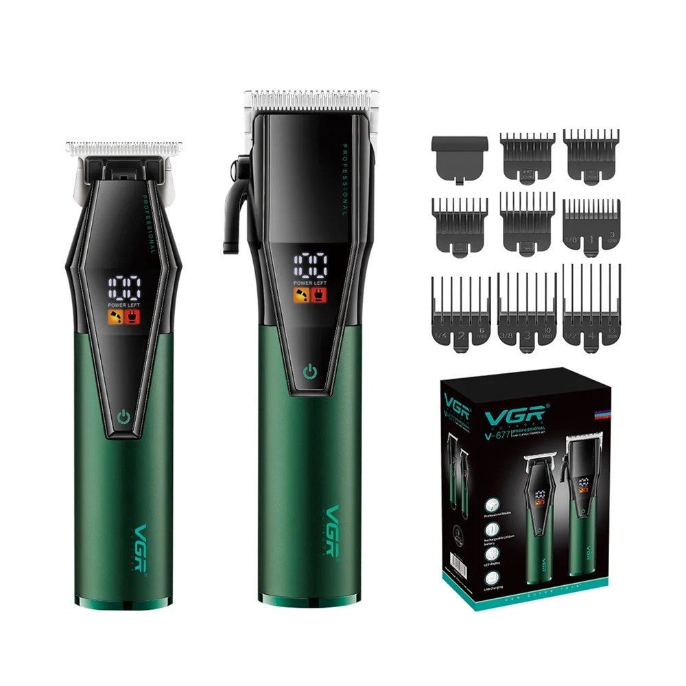 Trade Shop - Vgr V-677 Tagliacapelli E Trimmer Barber Kit Professionale 2in1 -