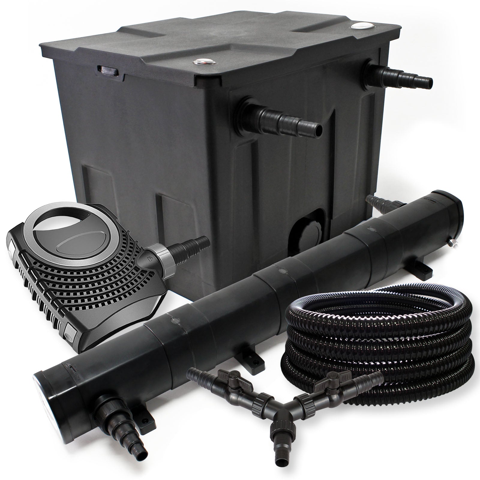 Set Filtro 12000l Chiarificatore laghetto 72W Pompa NEO8000 70W Tubo 25m