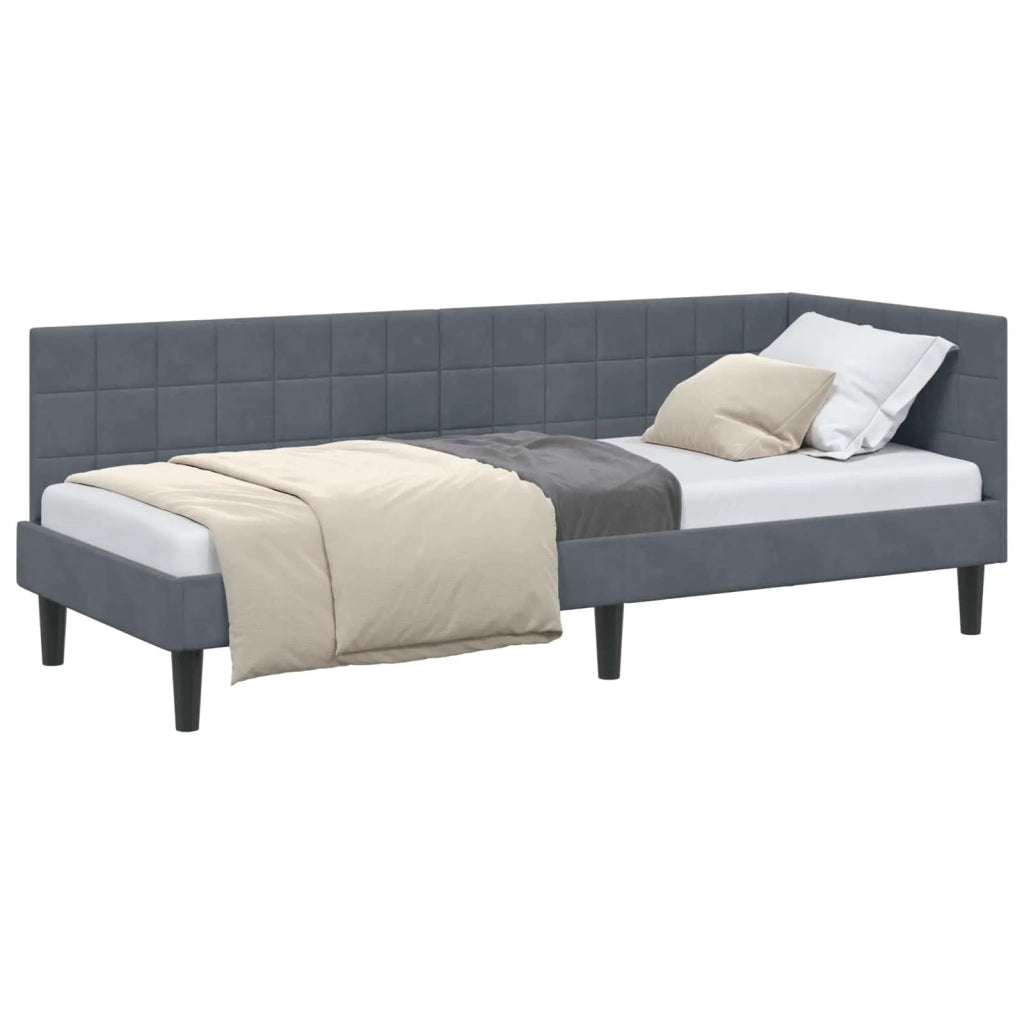 Cornice del letto ad angolo Grigio scuro 80 cm x 200 cm Velluto 42016409