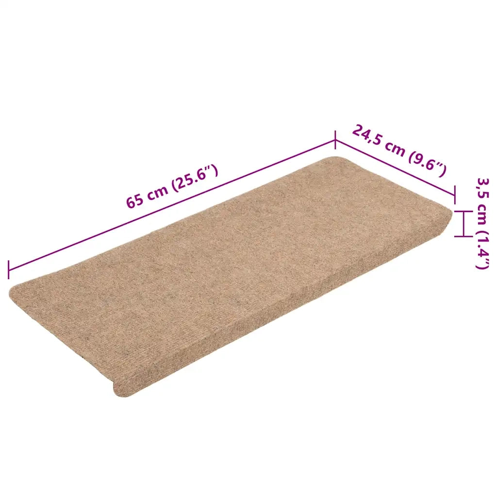 Tappetini Autoadesivi per Scale 15 pz | Gradini per Scale 65x24,5x3,5 cm Beige