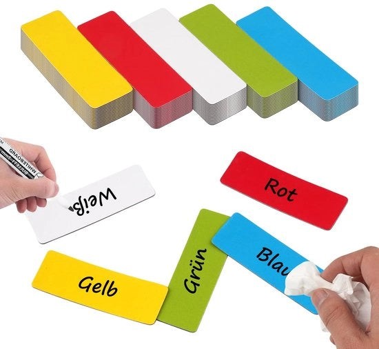 80 strisce magnetiche descrittive, 60 x 20 mm tavole magnetiche per scrivere, magneti cancellabili descrittivi, 5 colori etichette magnetiche descrittive per whiteboard, magneftico, frigorifero