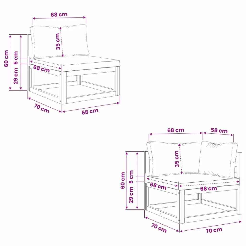 2 pz Set divano componibile con cuscini 42028317