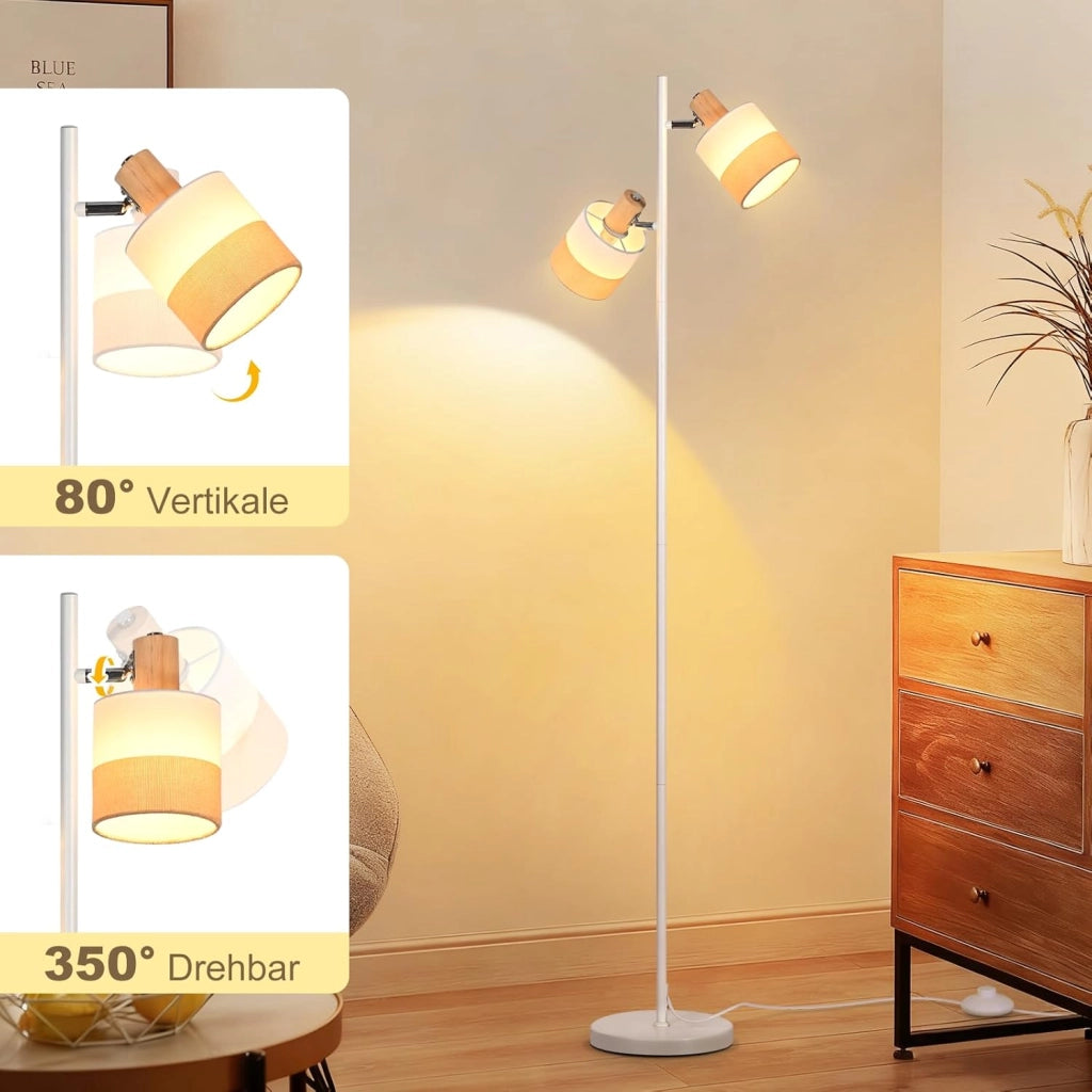 ZMH Lampada da terra vintage 2 luci E14 154cm per soggiorno camera bambini