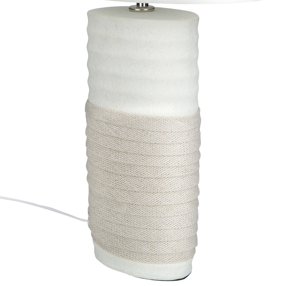Lampada da tavolo Lampada da comodino con paralume in lino con base in ceramica beige
