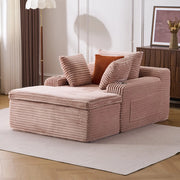 Divano Letto con Chaise Longue ¨C MINIMAL ¨C Rosa, 3 Cuscini, Senza Montaggio