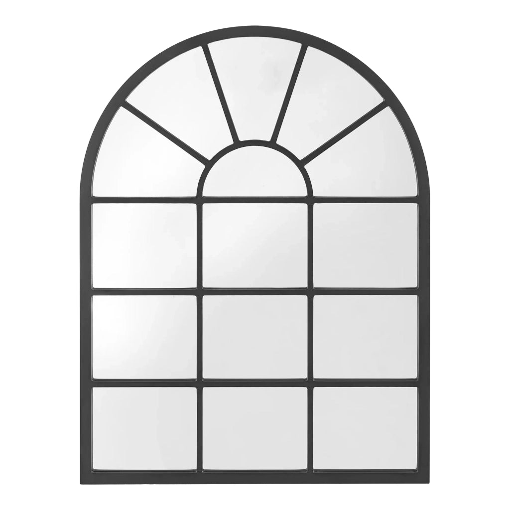 Specchio da parete arrotondato a forma di finestra 80 x 60 cm nero opaco 03_0007958