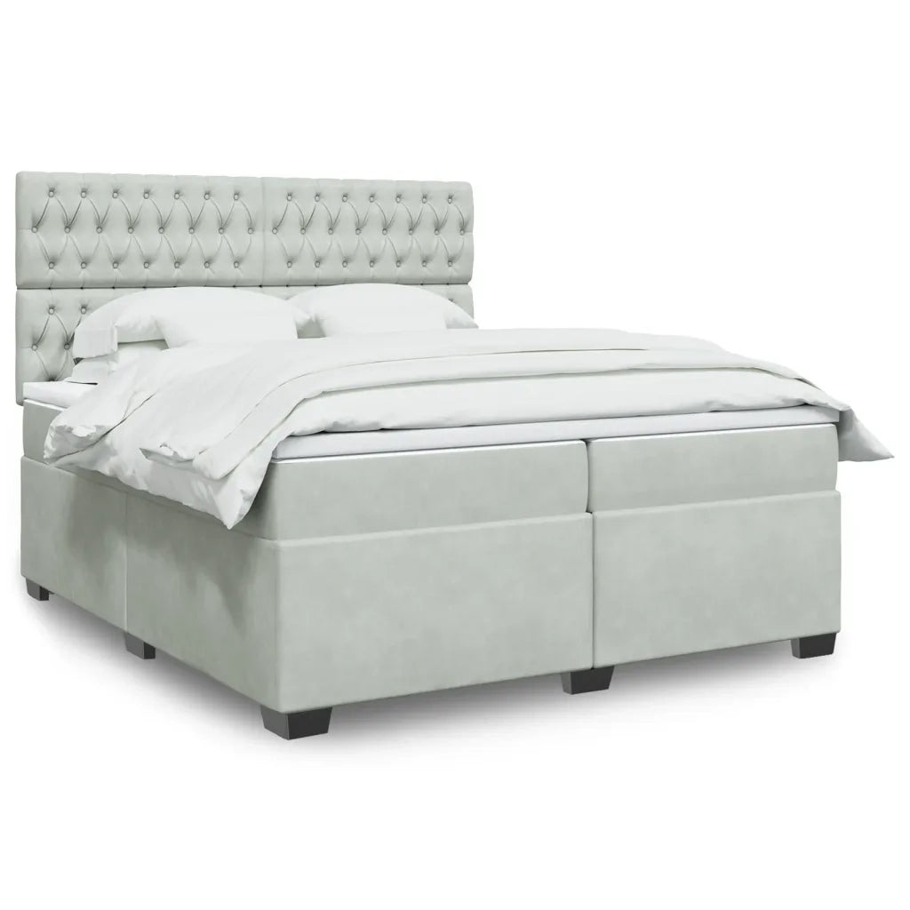 Giroletto a Molle con Materasso Grigio Chiaro 200x200cm Velluto