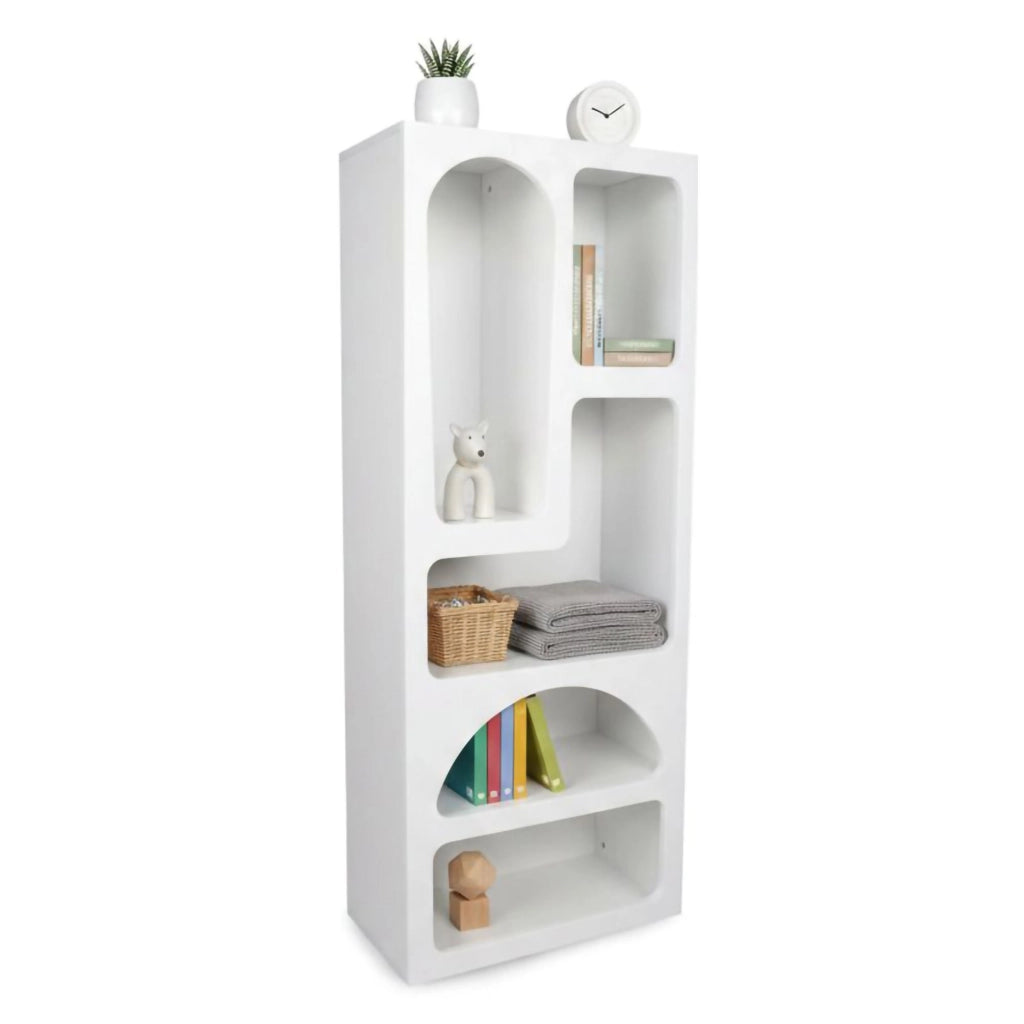 Credenza Arsenio, Buffet da soggiorno, Madia da salotto, Dispensa da cucina, 60x32h150 cm, Bianco