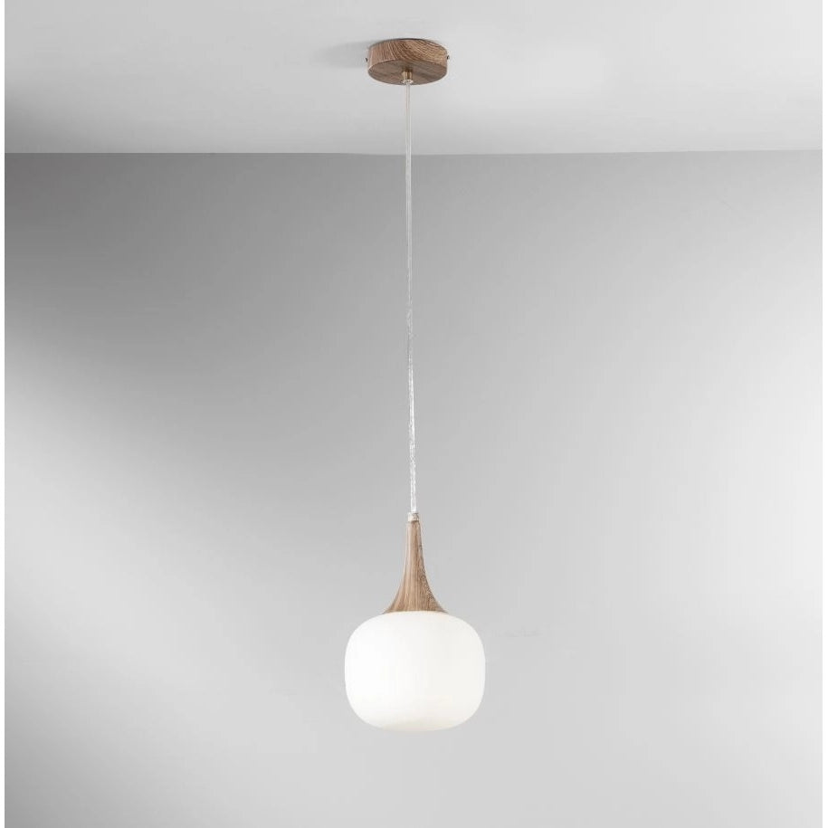 LAMPADARIO JAIPUR 1XE14 D.17X150CM LEGNO/BIANCO