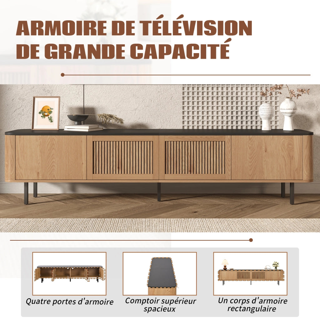 Mobile TV con 2 Ante a Griglia e 4 Vani; Stile Moderno; in MDF e Pannello Truciolare; 190??35??45 cm; Rovere