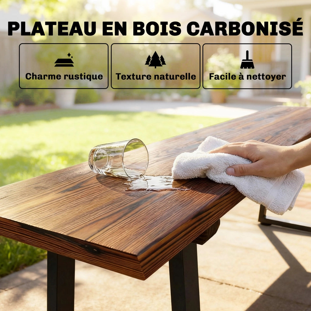 Panchina Giardino Legno Acciaio ¨C Zephmum ¨C Effetto Legno 150x28x48cm