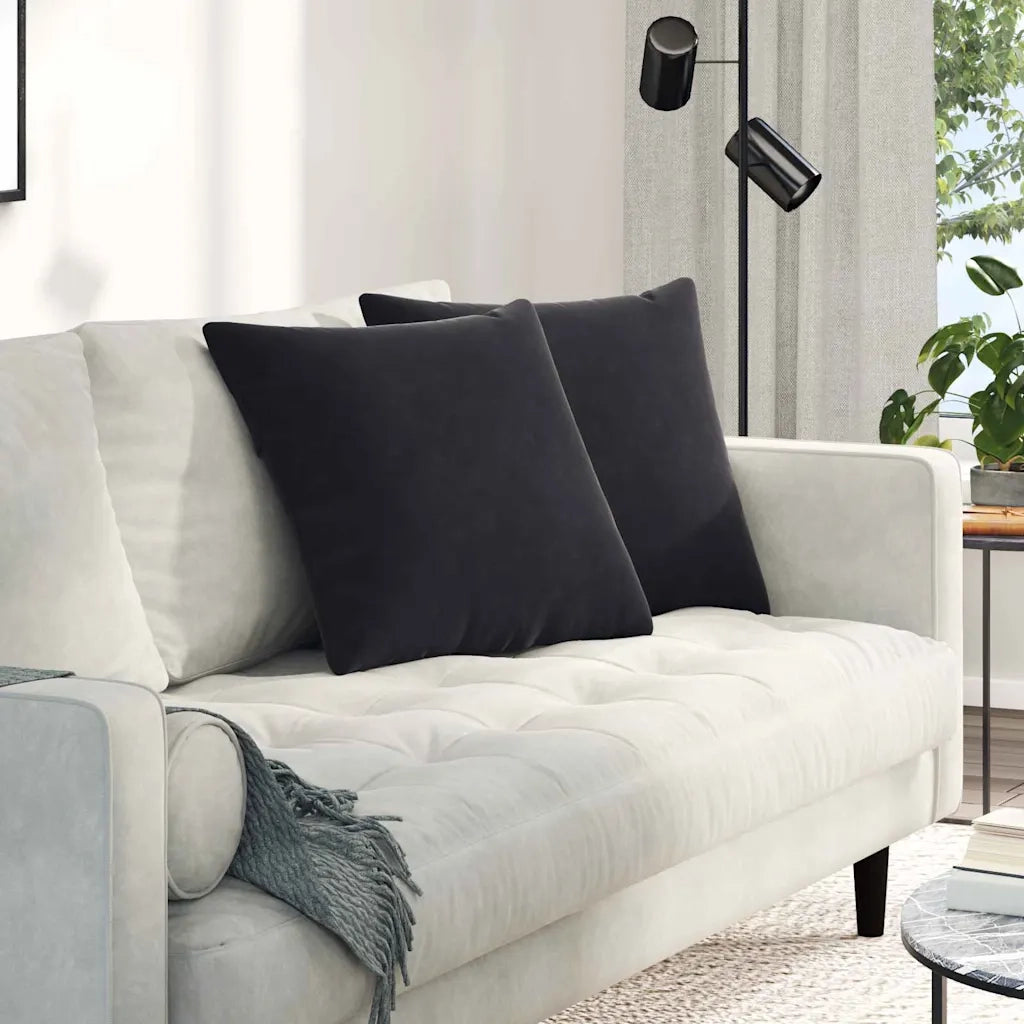 Cuscini da Divano 2 pz | Cuscini per sedie Nero 50 x 50 cm Tessuto in Cords