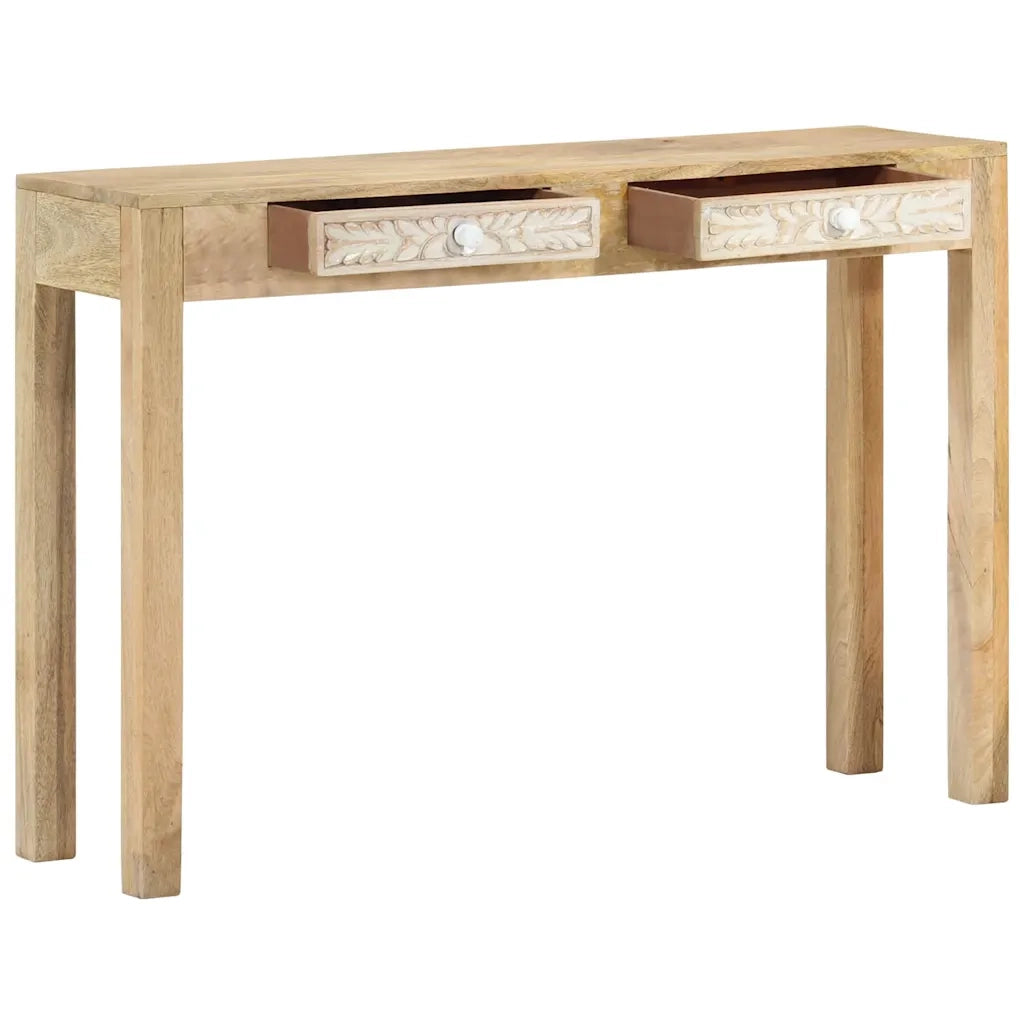 Tavolo Consolle 110x30x75 cm Legno Massello Sbiancato di Mango 351617