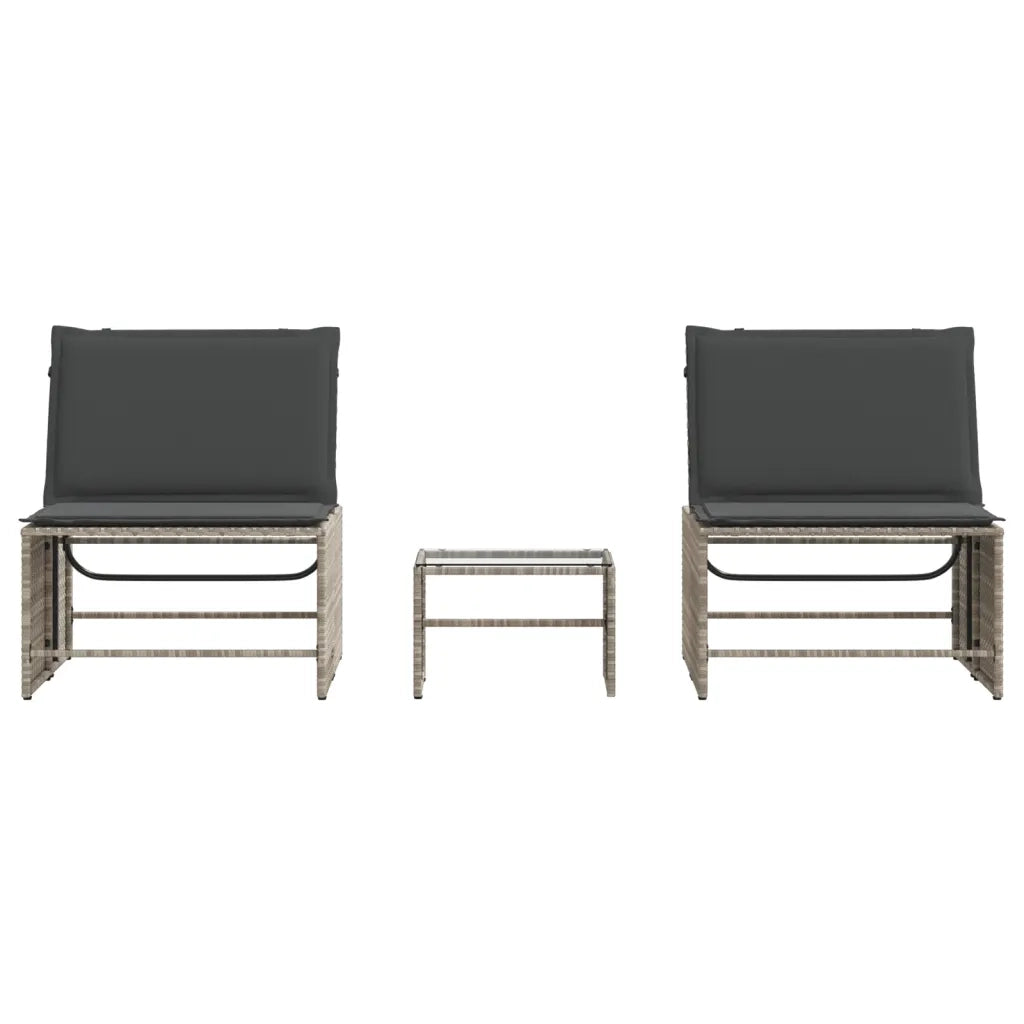 Lettini Prendisole 2 pz | Sdraio da giardino | Lettino da sole con tavolo grigio chiaro in polyrattan
