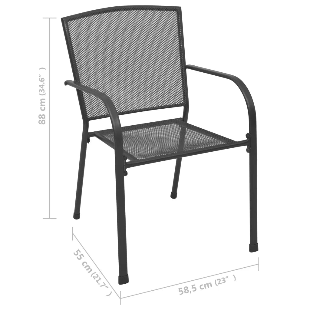 Sedie da giardino 4 pz | Sedie da Esterno Design a Rete in Acciaio Antracite