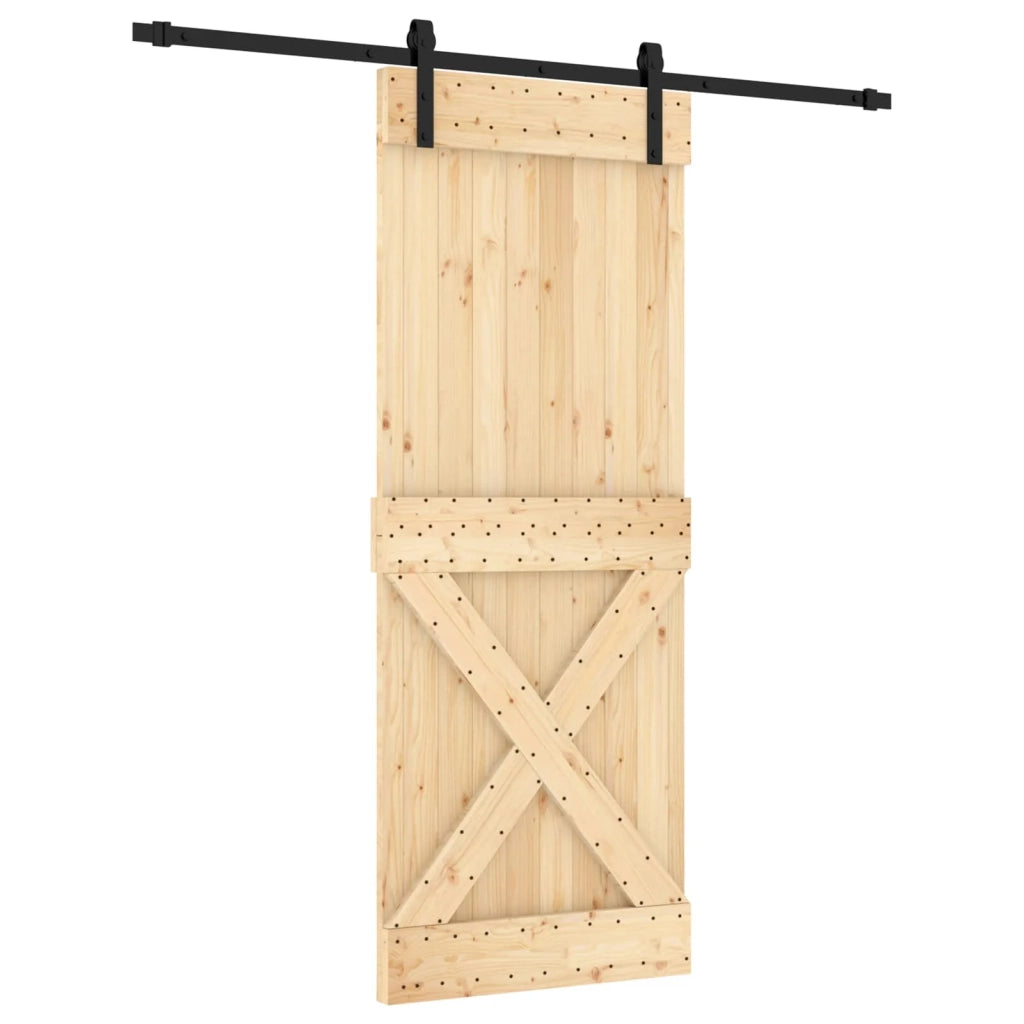 Porta scorrevole Naturale e Nero 80 x 210 cm
