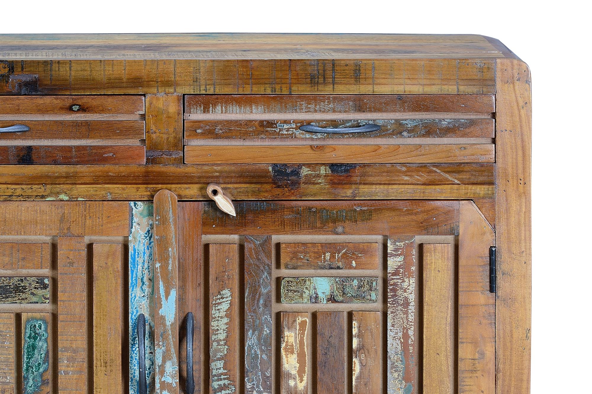 Buffet in legno riciclato multicolore