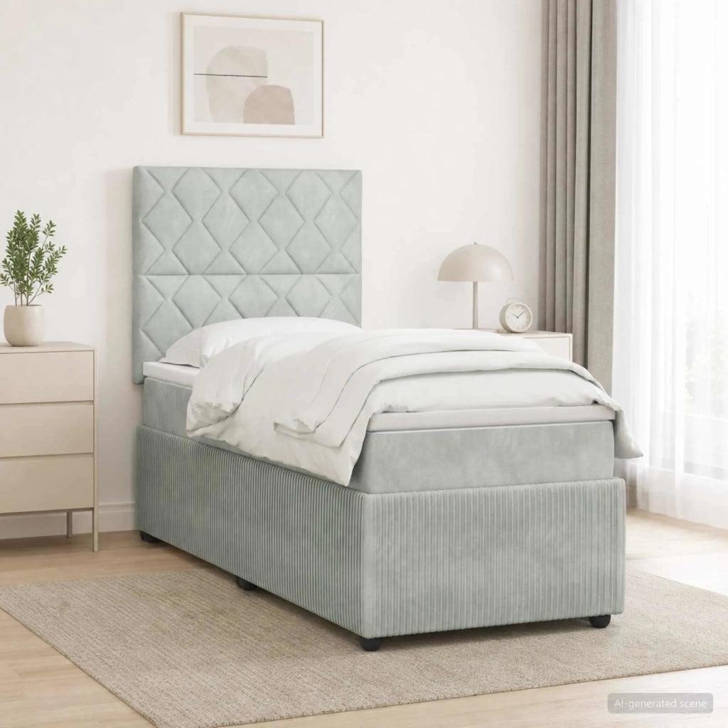 Letto box spring con materasso Grigio Chiaro 80 x 200 cm 3454499