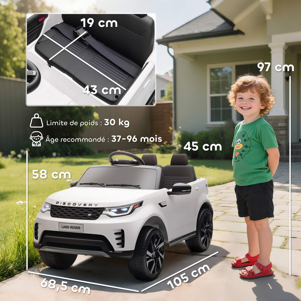 Auto elettrica per bambini Land Rover Discovery 12V telecomando 2,4G ¨C Minimal ¨C 105x68,5x58cm bianco