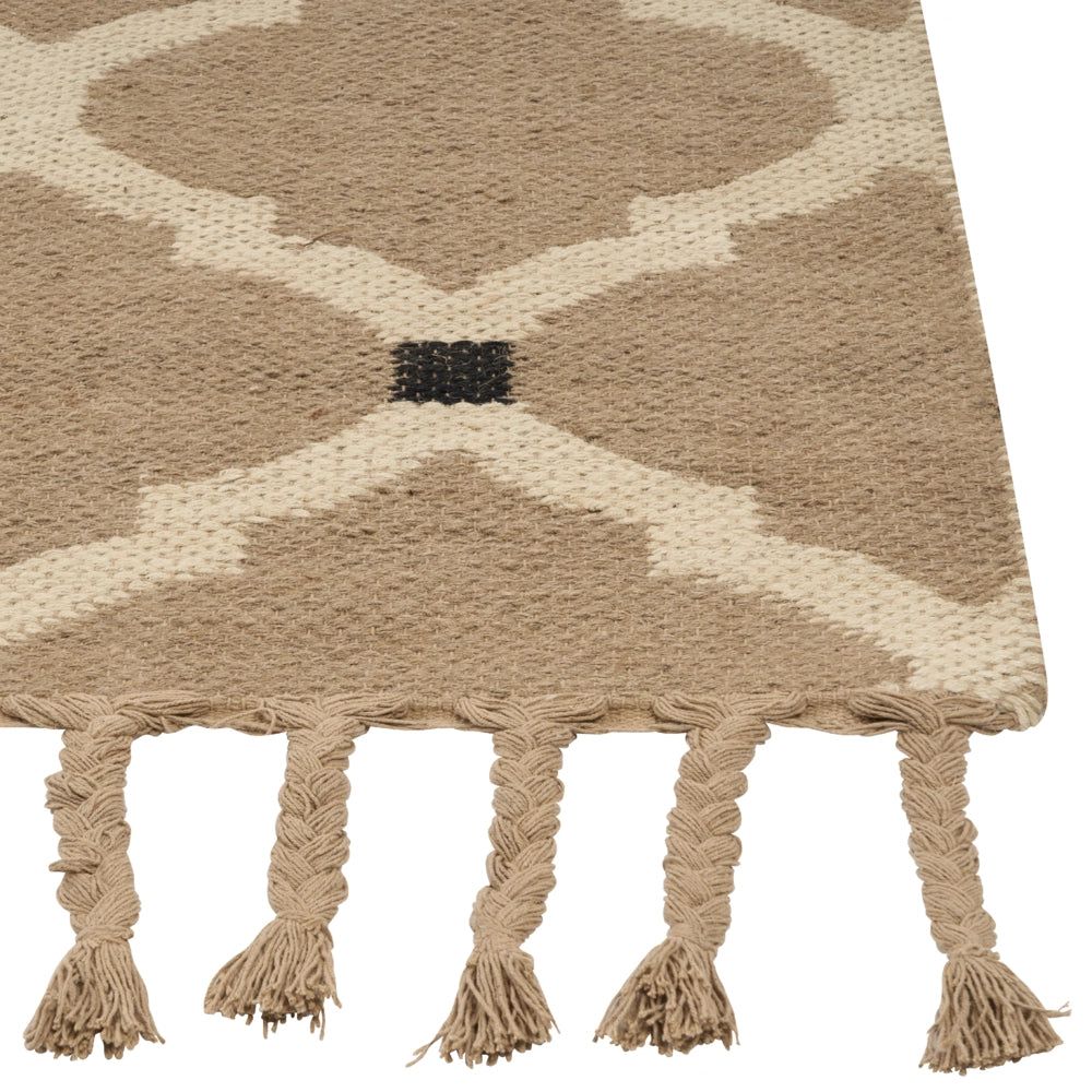 Tappeto di juta intrecciata in cotone naturale beige con nappe a motivo geometrico 200 x 300 cm stile boho camera da letto soggiorno
