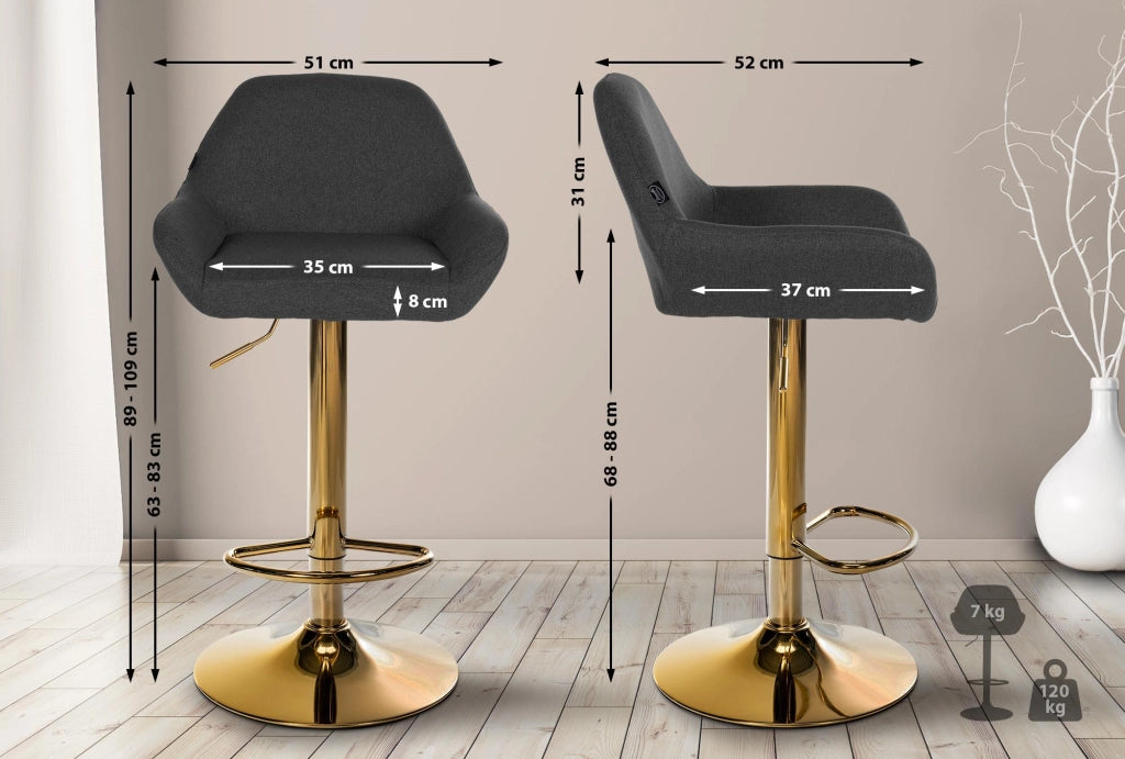 2er Set Barhocker Braga Gold Stoff