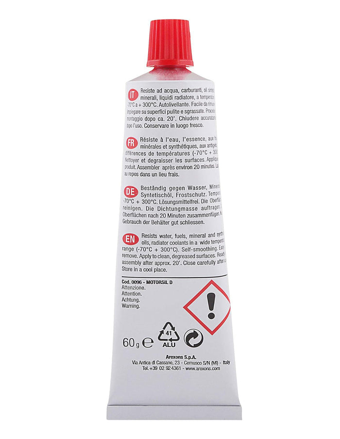 GUARNIZIONE SILICONICA 'MOTORSIL D' 60 gr - colore rosso - AREXONS