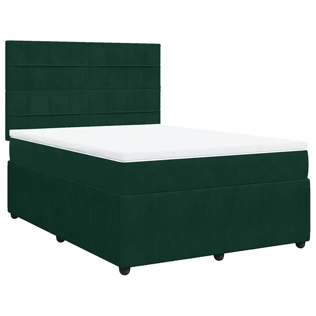 Giroletto a Molle con Materasso Verde Scuro 140x200 cm Velluto 3292361
