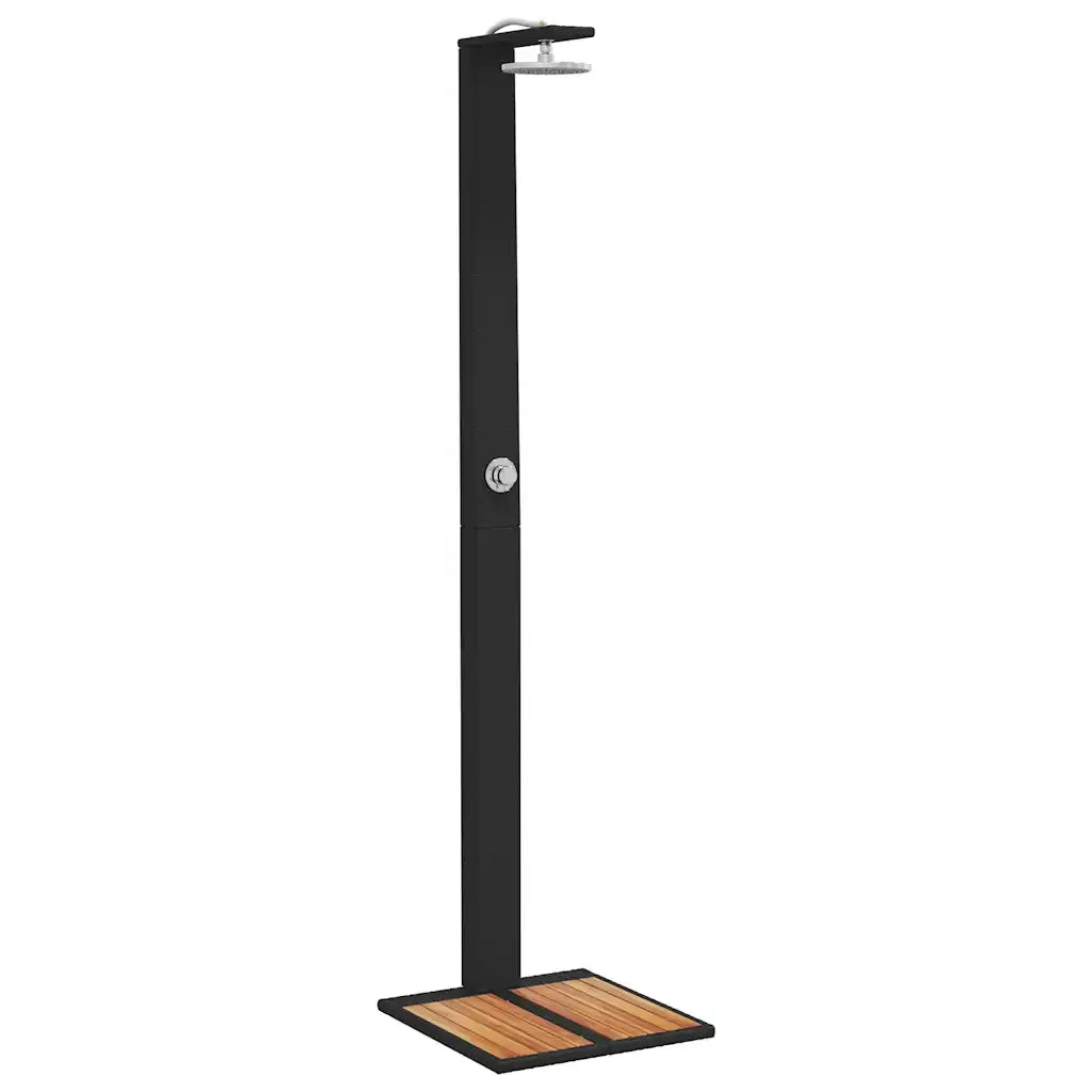 Doccia da Esterno Nera 50x55x224cm in Polyrattan e Legno Acacia CFW7553488