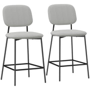 Set 2 Sedie da Bar con Poggiapiedi ¨C Zephmum ¨C Grigio Chiaro Velluto Metallo 45x49x102 cm