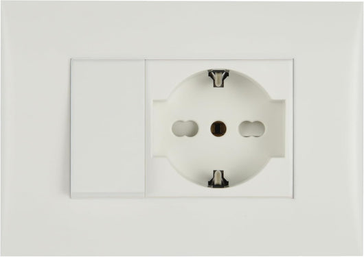 KIT PRESA BIVALENTE-DEVIATORE CON SUPPORTO E PLACCA ELECTRALINE Colore bianco - ELECTRALINE