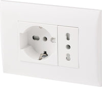 KIT PRESA BIVALENTE-ITALIANA/TEDESCA CON SUPPORTO E PLACCA ELECTRALINE Colore bianco - ELECTRALINE