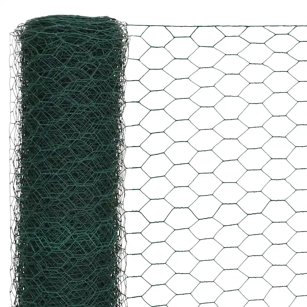 Recinzione da Giardino | Recinzione in Rete per Pollaio in Acciaio e PVC 25x1,2 m Verde